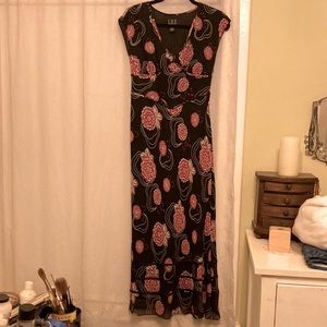 INC I.N.C. Long maxi dress evening wear black red white dahlia camilla silk 2